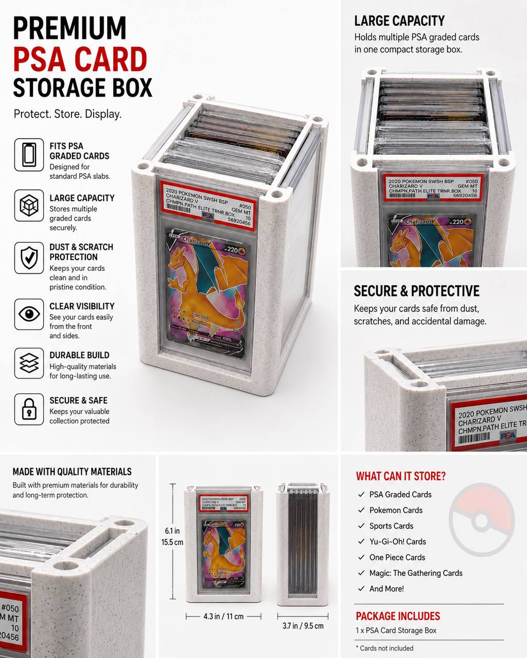 PSA Graded Card Storage Box – Premium Display Case for Collectors